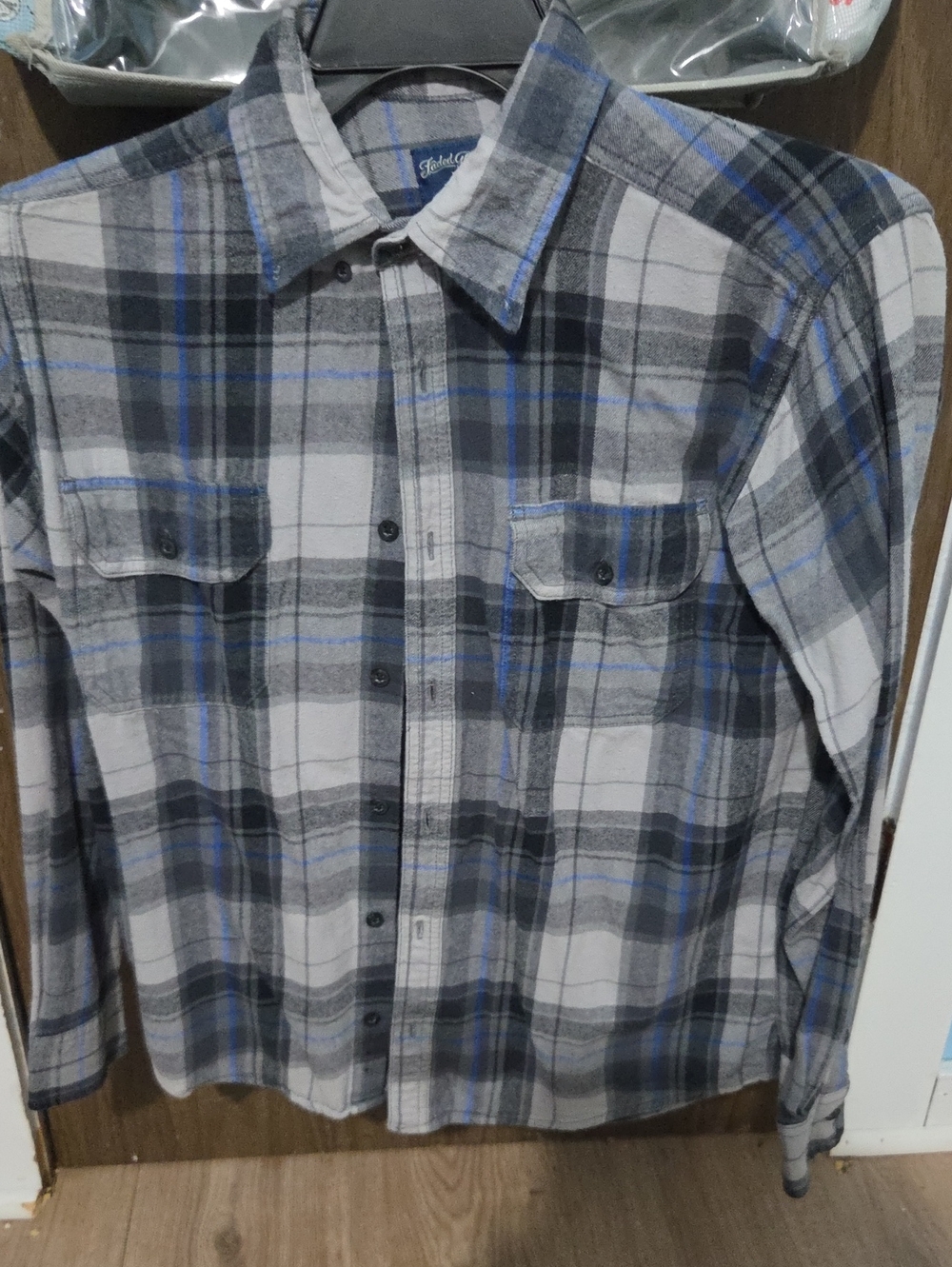 Men's Gray/Blue Plaid Flannel